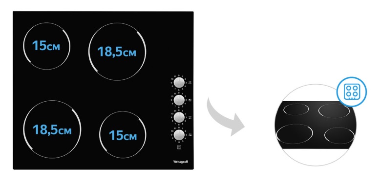 Электрическая варочная панель WEISSGAUFF HV 640 BK Электрическая варочная панель WEISSGAUFF HV 640 BK