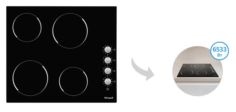 Электрическая варочная панель WEISSGAUFF HV 640 BK Электрическая варочная панель WEISSGAUFF HV 640 BK