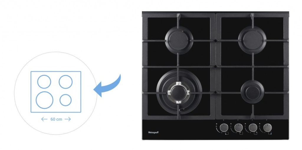 Газовая варочная панель WEISSGAUFF HGG 641 BGh