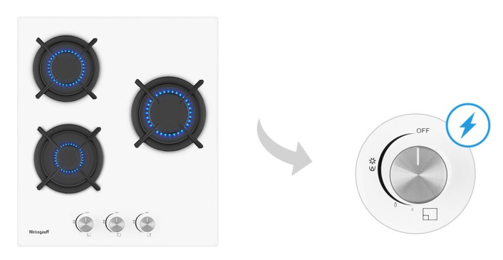 Газовая варочная панель WEISSGAUFF HG 430 WGH Газовая варочная панель WEISSGAUFF HG 430 WGH