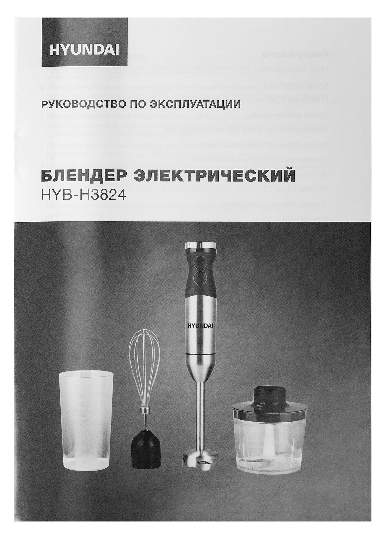 Блендер погружной Hyundai HYB-H3824 серебристый/черный, фото 18