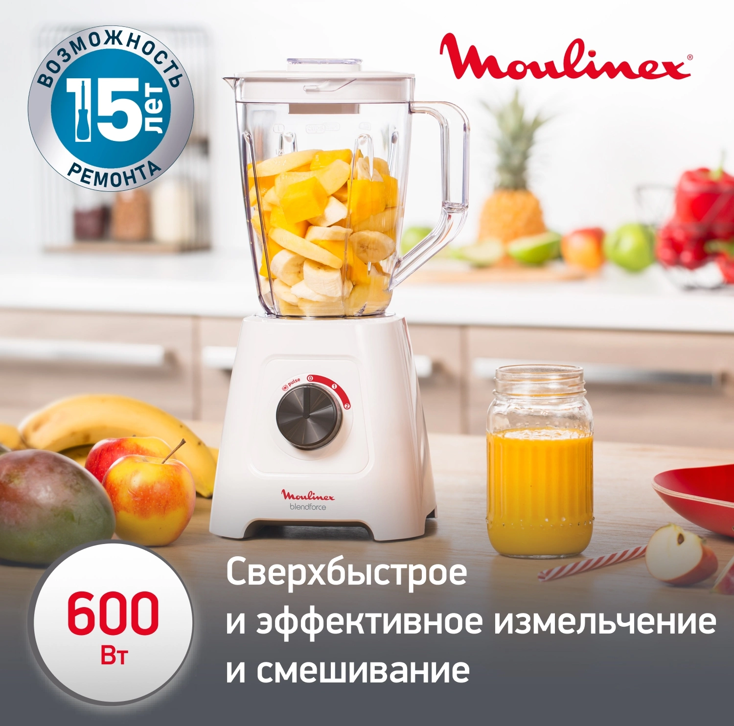 Блендер стационарный Moulinex Blendforce LM420110 белый, фото 4