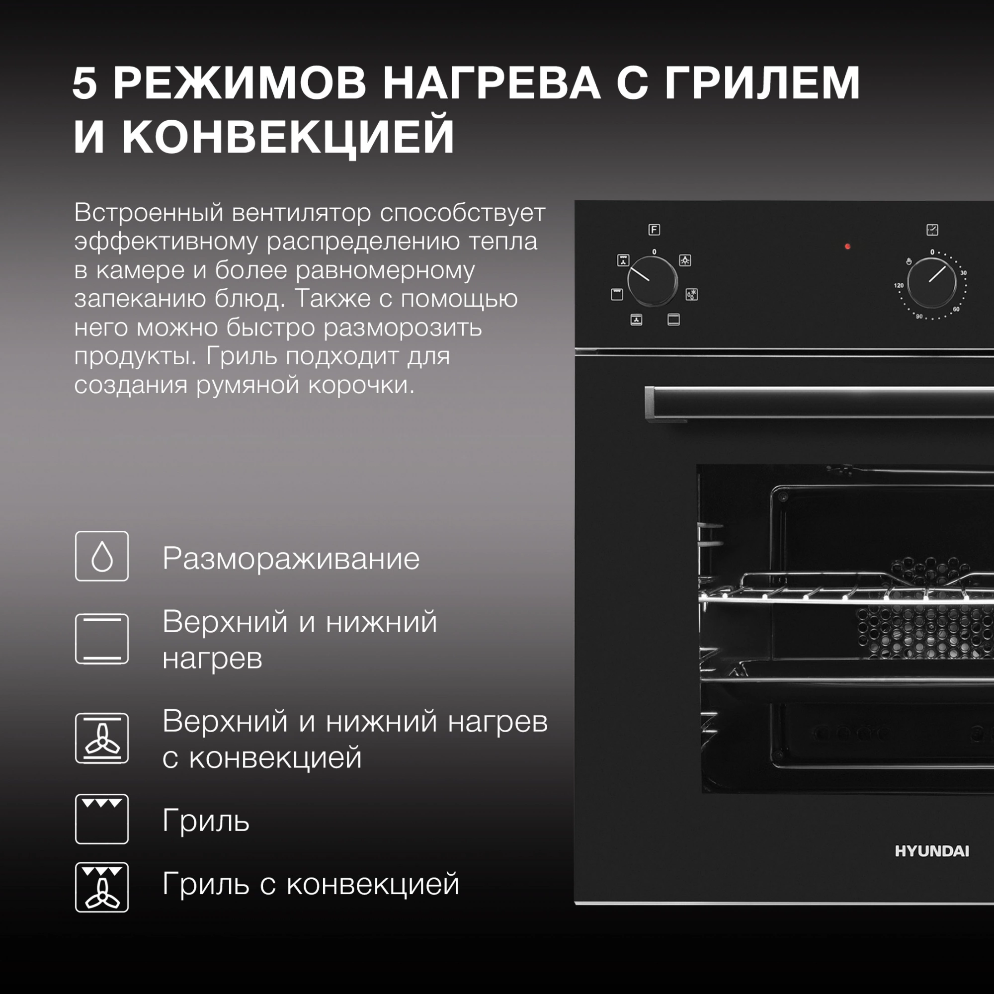 Духовой шкаф Электрический Hyundai 6006.03 BG, фото 22