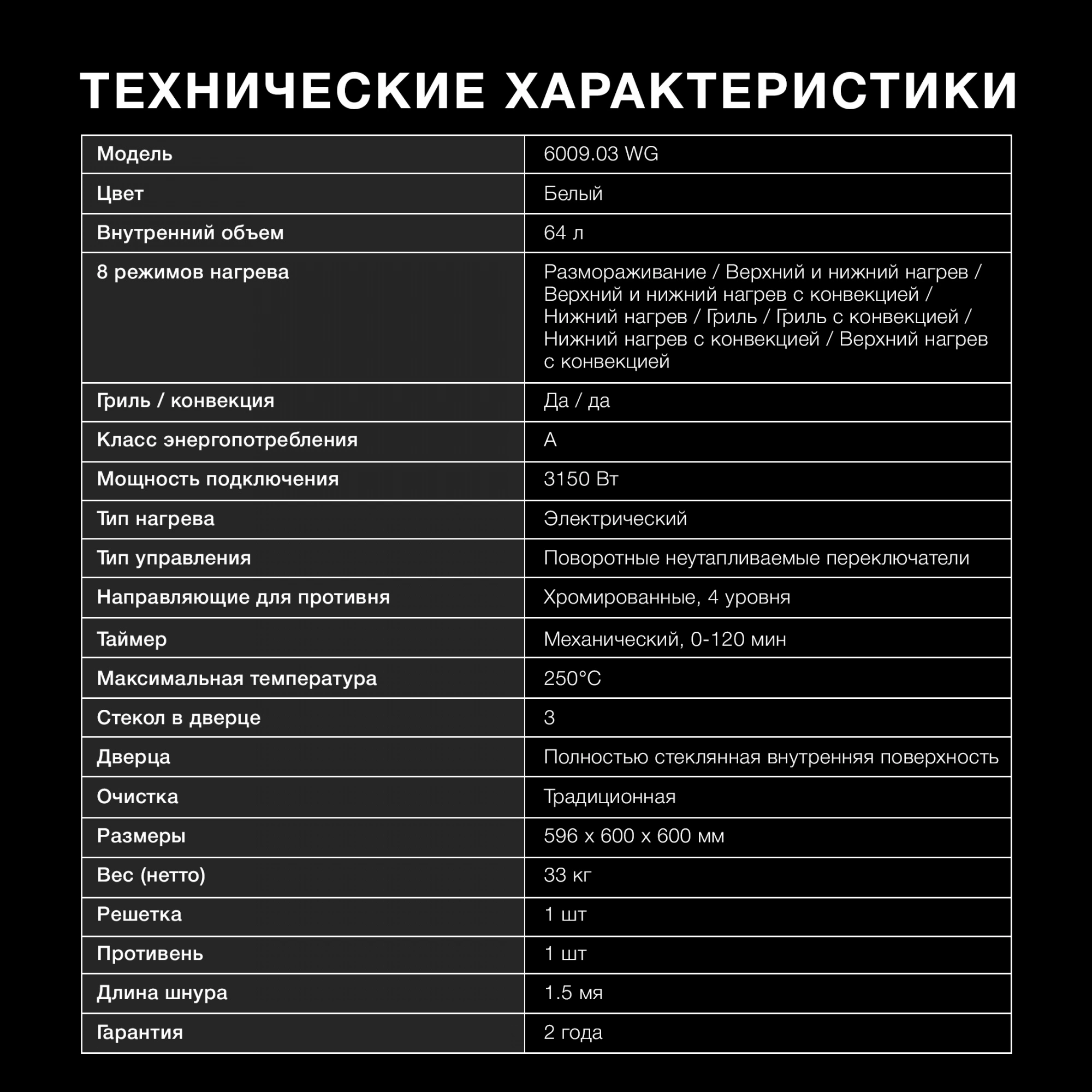 Духовой шкаф Электрический Hyundai 6009.03 WG, фото 24