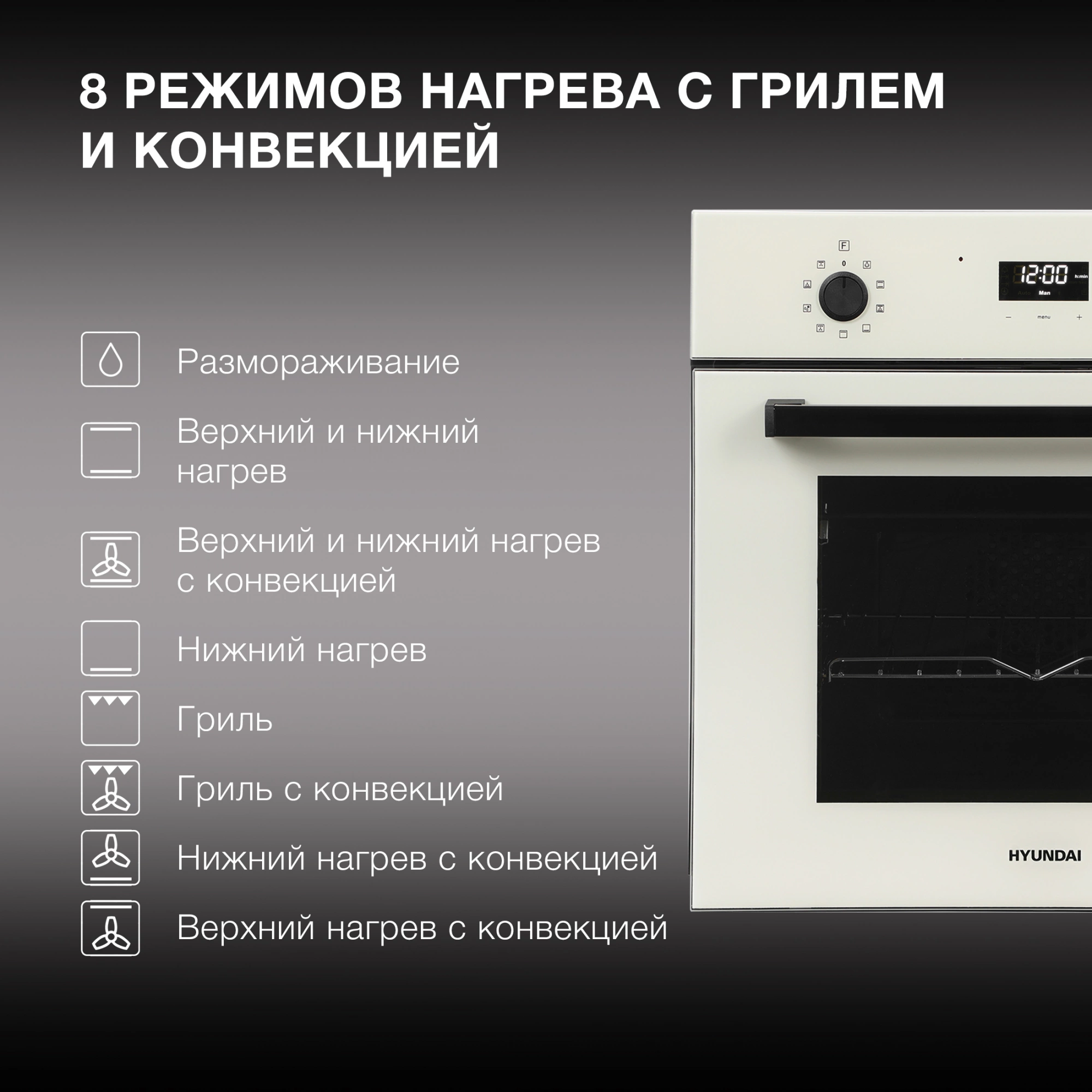 Духовой шкаф Электрический Hyundai 6009.25 BE, фото 22