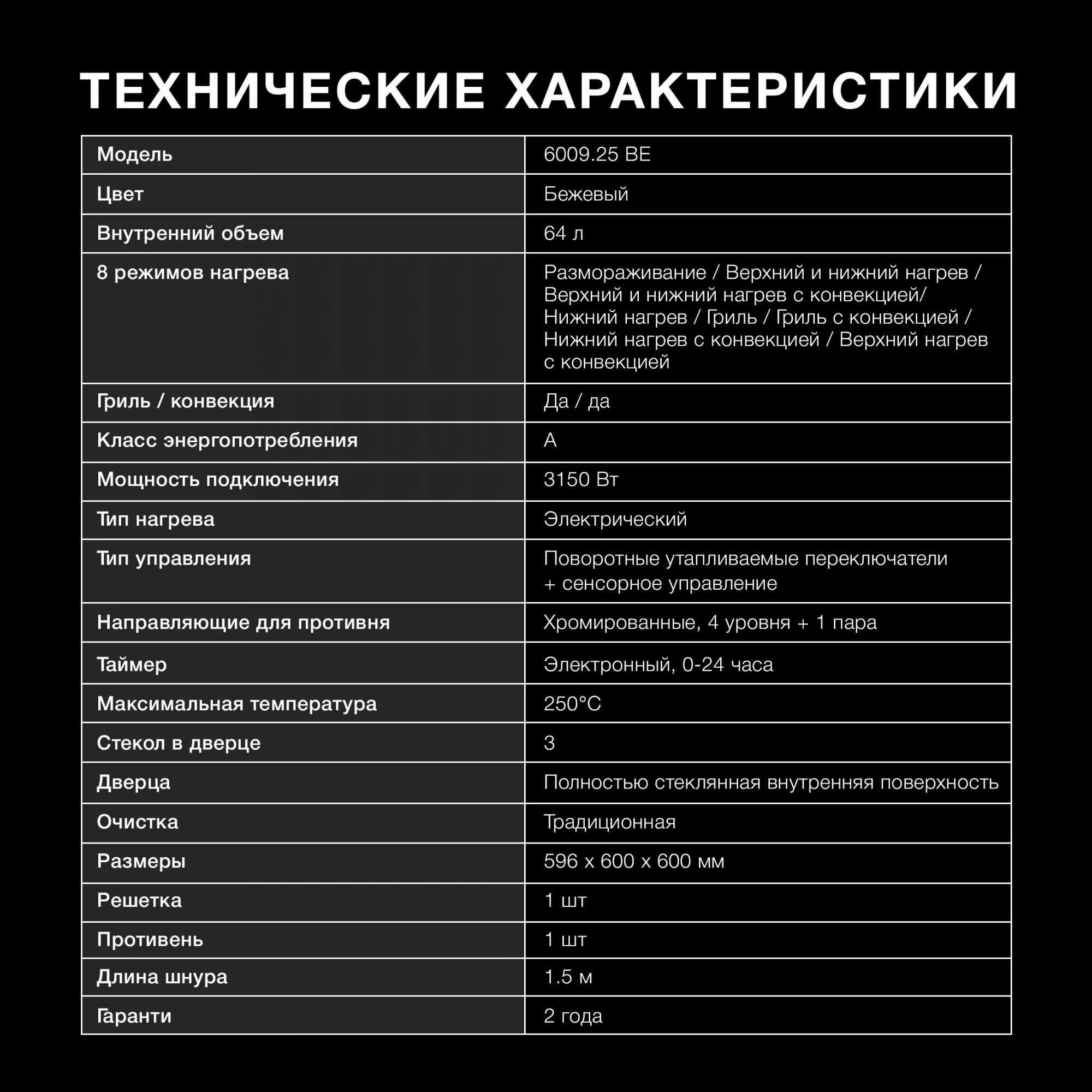 Духовой шкаф Электрический Hyundai 6009.25 BE, превью предыдущего фото