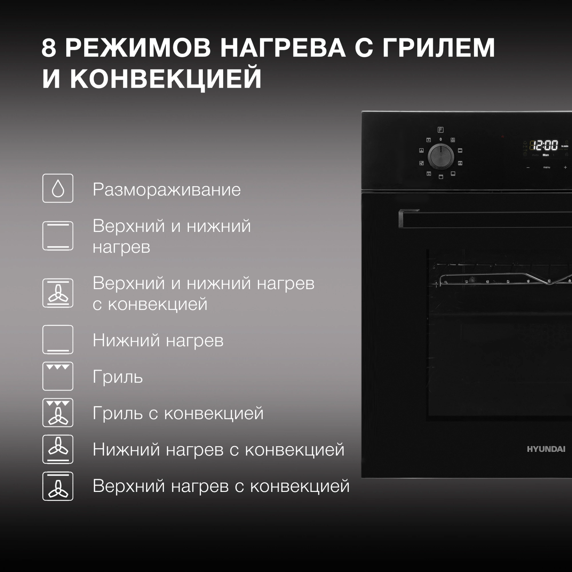 Духовой шкаф Электрический Hyundai 6009.25 BG, фото 23