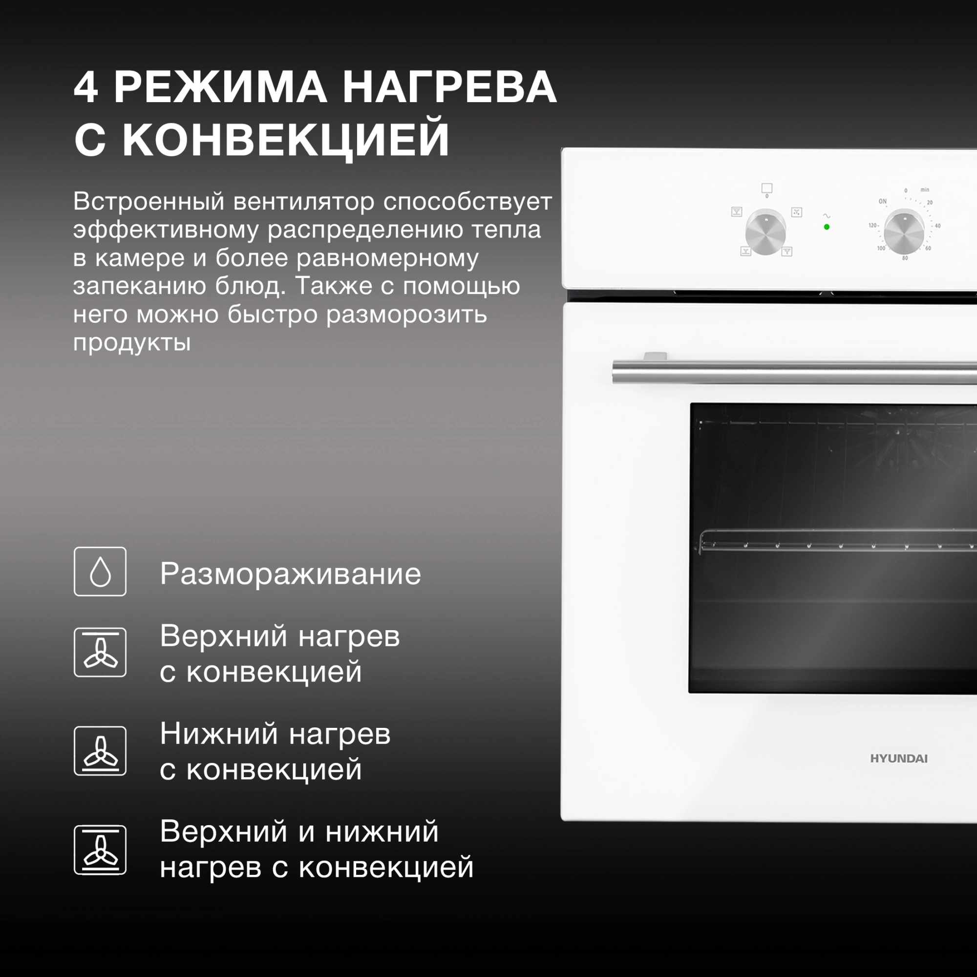 Духовой шкаф Электрический Hyundai HEO 6632 WG, фото 21