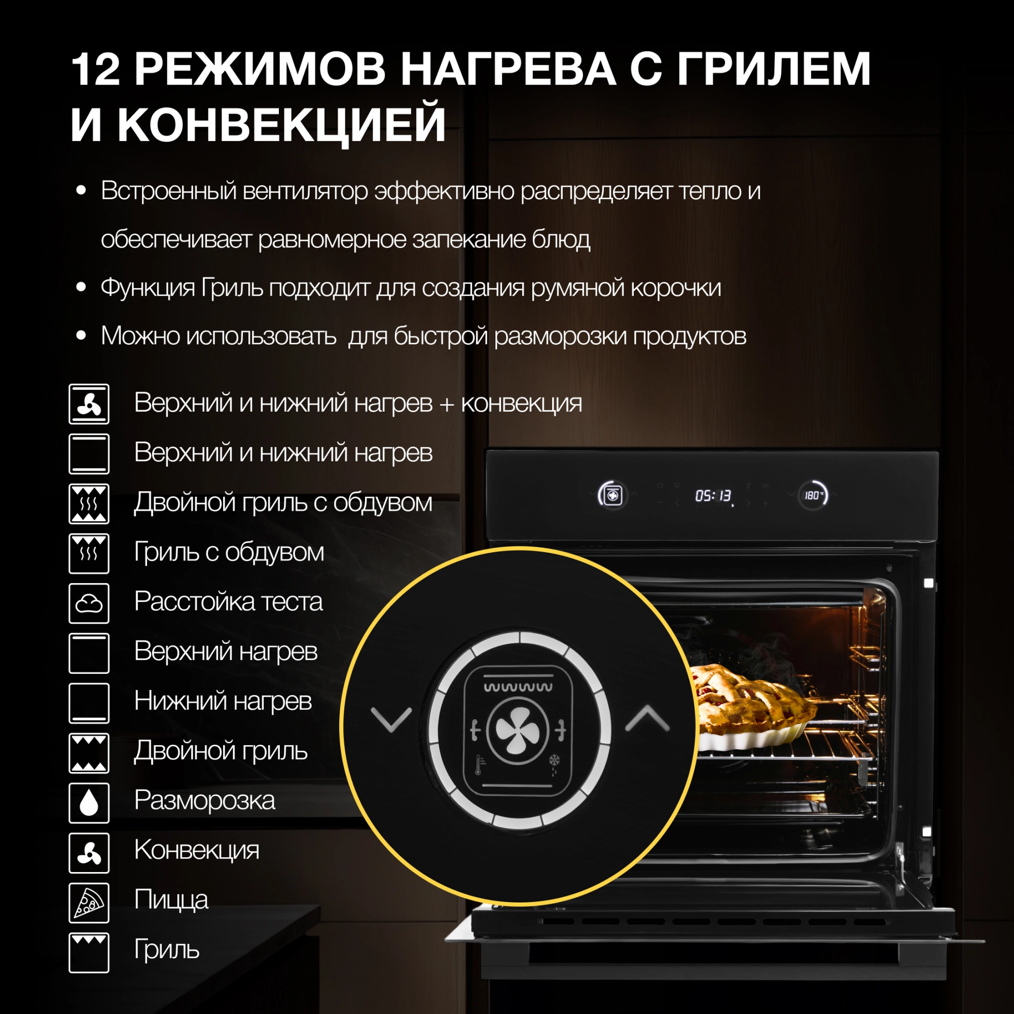 Духовой шкаф Электрический Hyundai HEO 6752 BG, фото 32