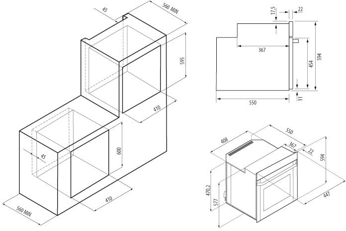 Духовой шкаф Электрический Krona Sonata 45 белый, фото 9