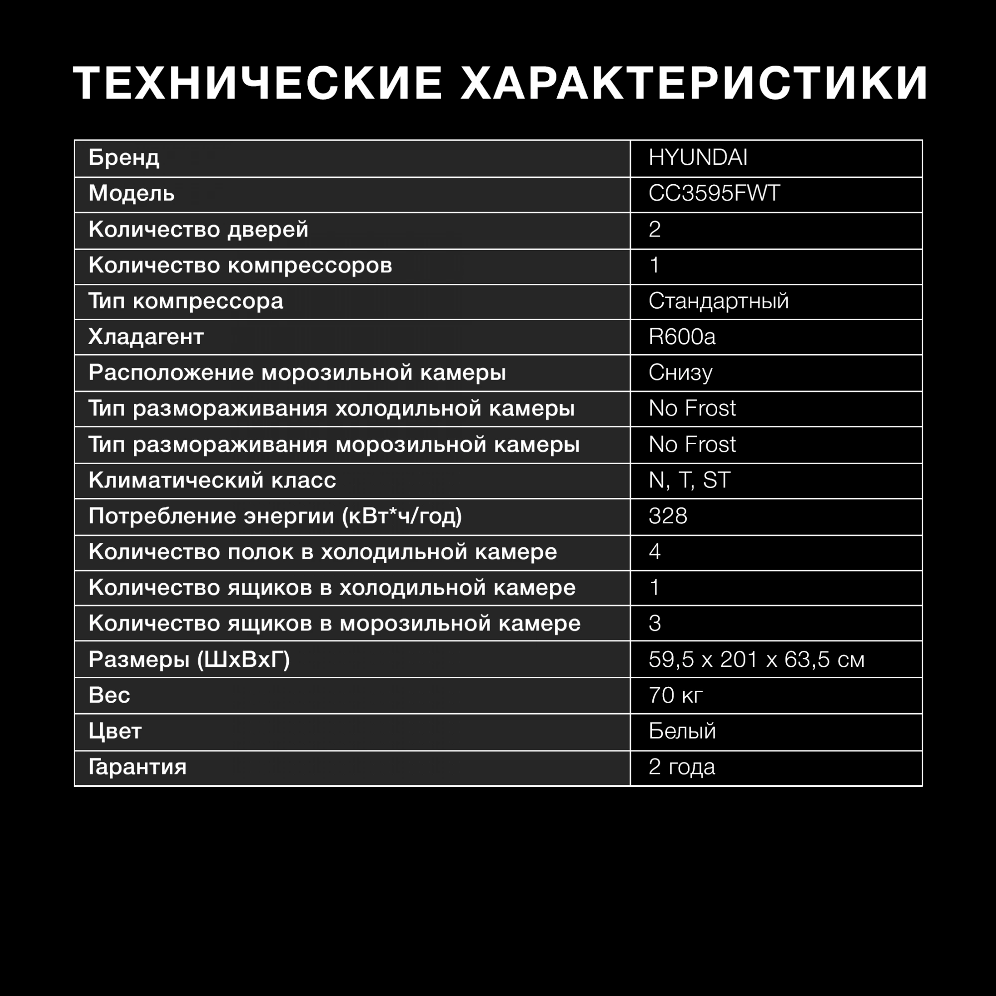 Холодильник Hyundai CC3595FWT, превью предыдущего фото