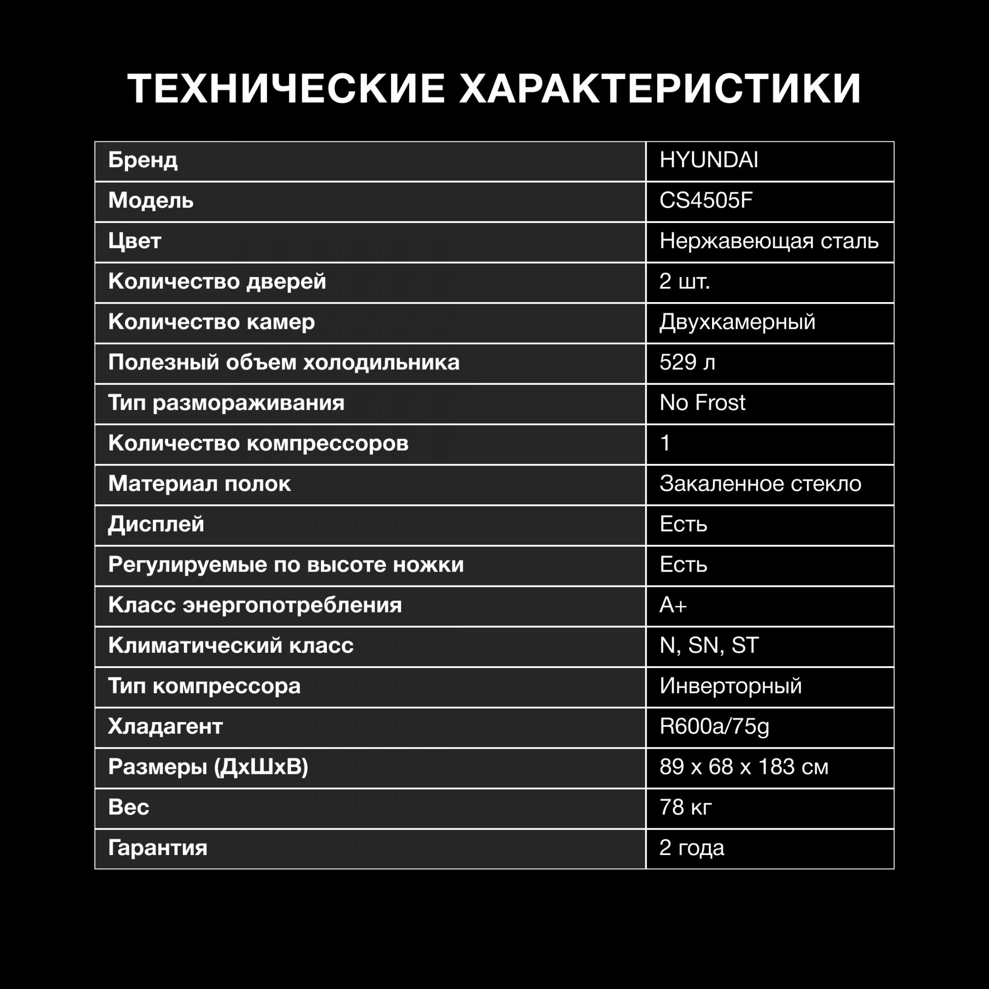 Холодильник Hyundai CS4505F, превью предыдущего фото