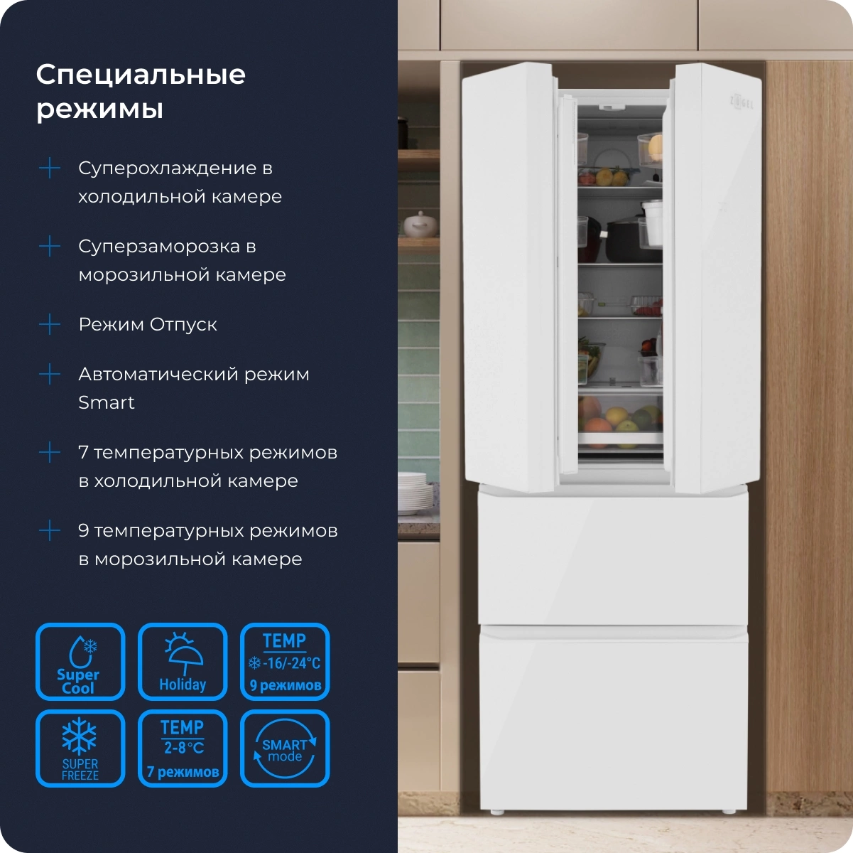 Холодильник Zugel ZRFD361W, фото 11