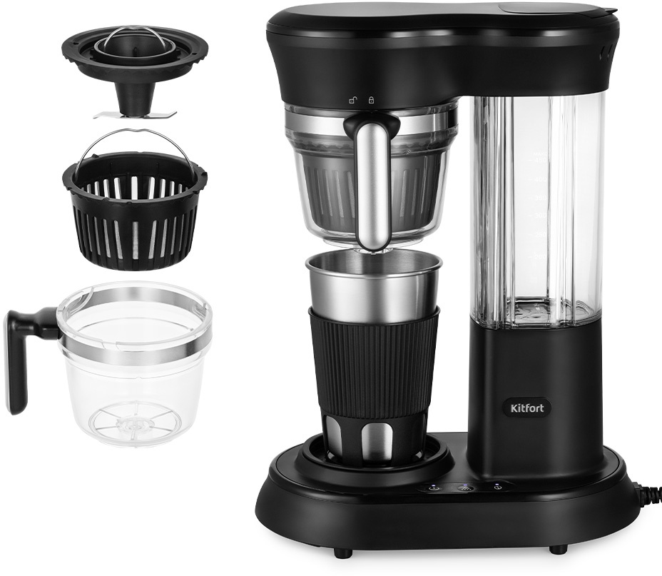 Кофеварка капельная Kitfort КТ-7141 черный/нержавеющая сталь, фото 4