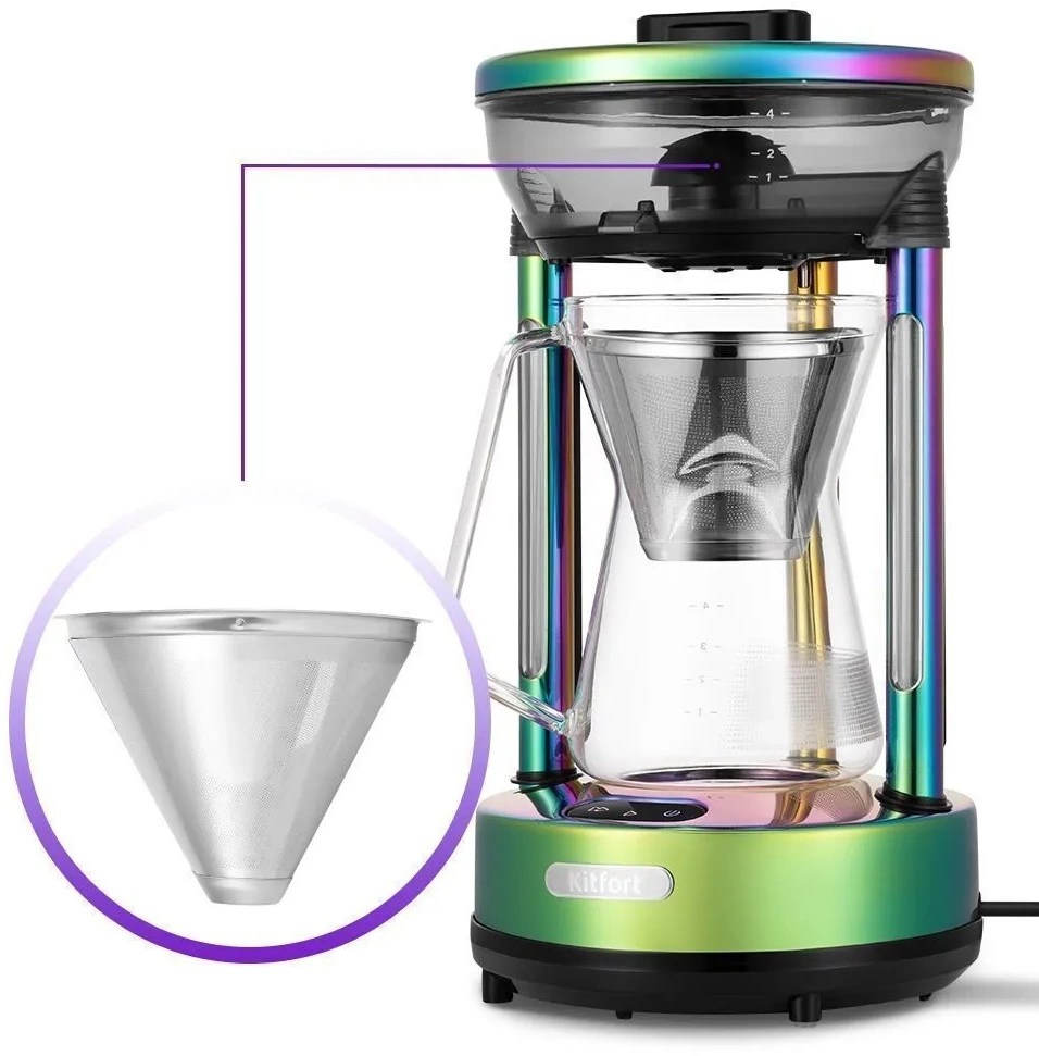 Кофеварка капельная Kitfort КТ-7488 зеленый, фото 4