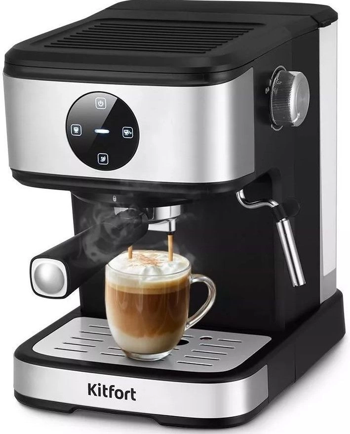 Кофеварка рожковая Kitfort КТ-7224 нержавеющая сталь/черный