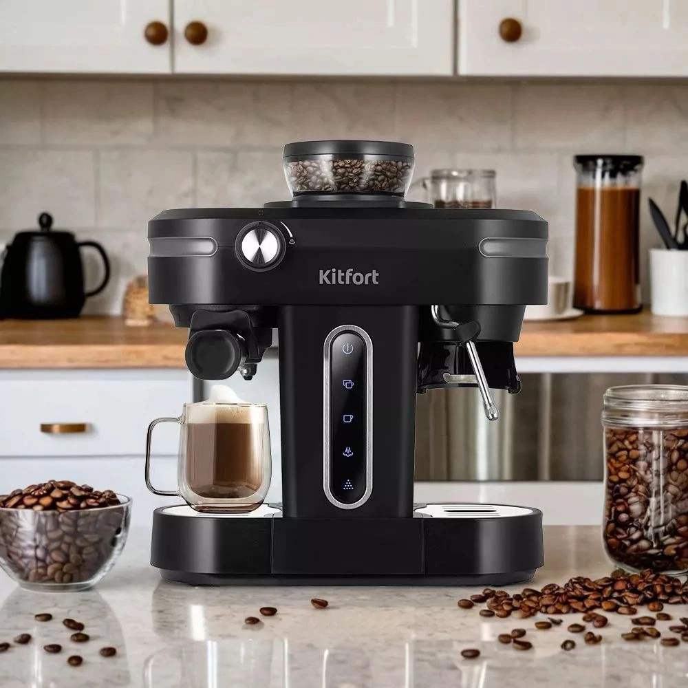 Кофеварка рожковая Kitfort КТ-7375 черный, фото 4