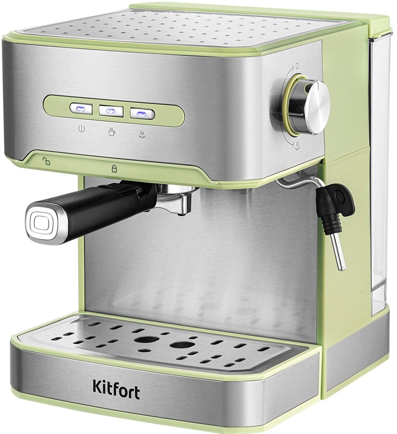 Кофеварка рожковая Kitfort КТ-7442 зеленый/нержавеющая сталь