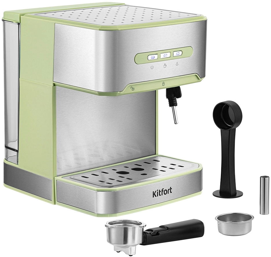 Кофеварка рожковая Kitfort КТ-7442 зеленый/нержавеющая сталь, фото 5