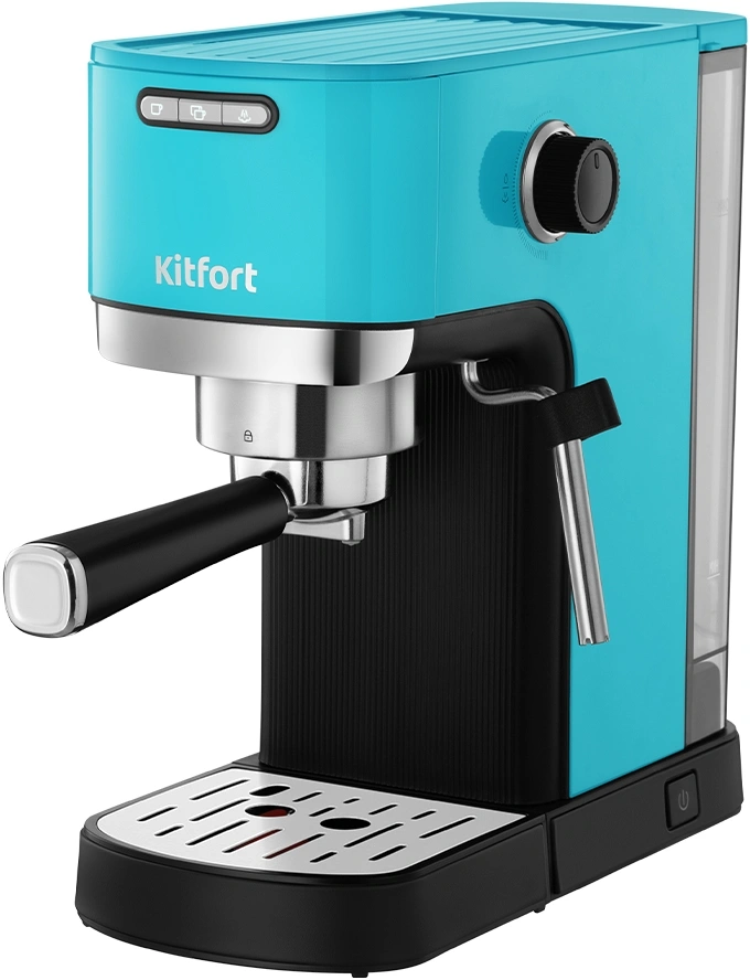 Кофеварка рожковая Kitfort КТ-7461 бирюзовый/черный