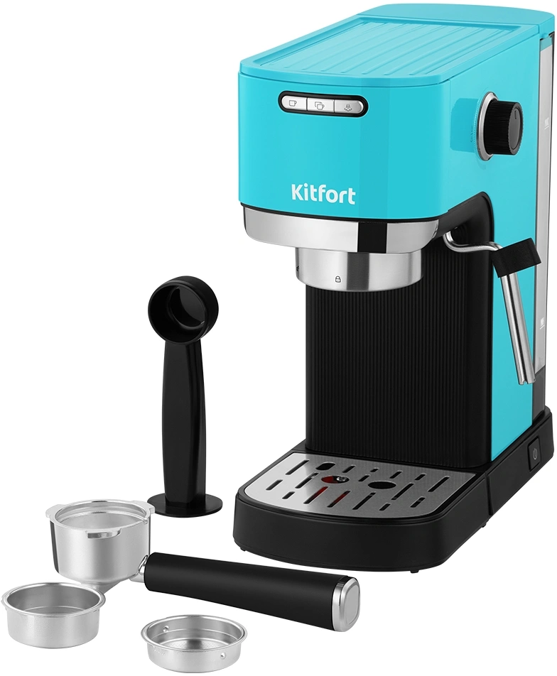 Кофеварка рожковая Kitfort КТ-7461 бирюзовый/черный, фото 7