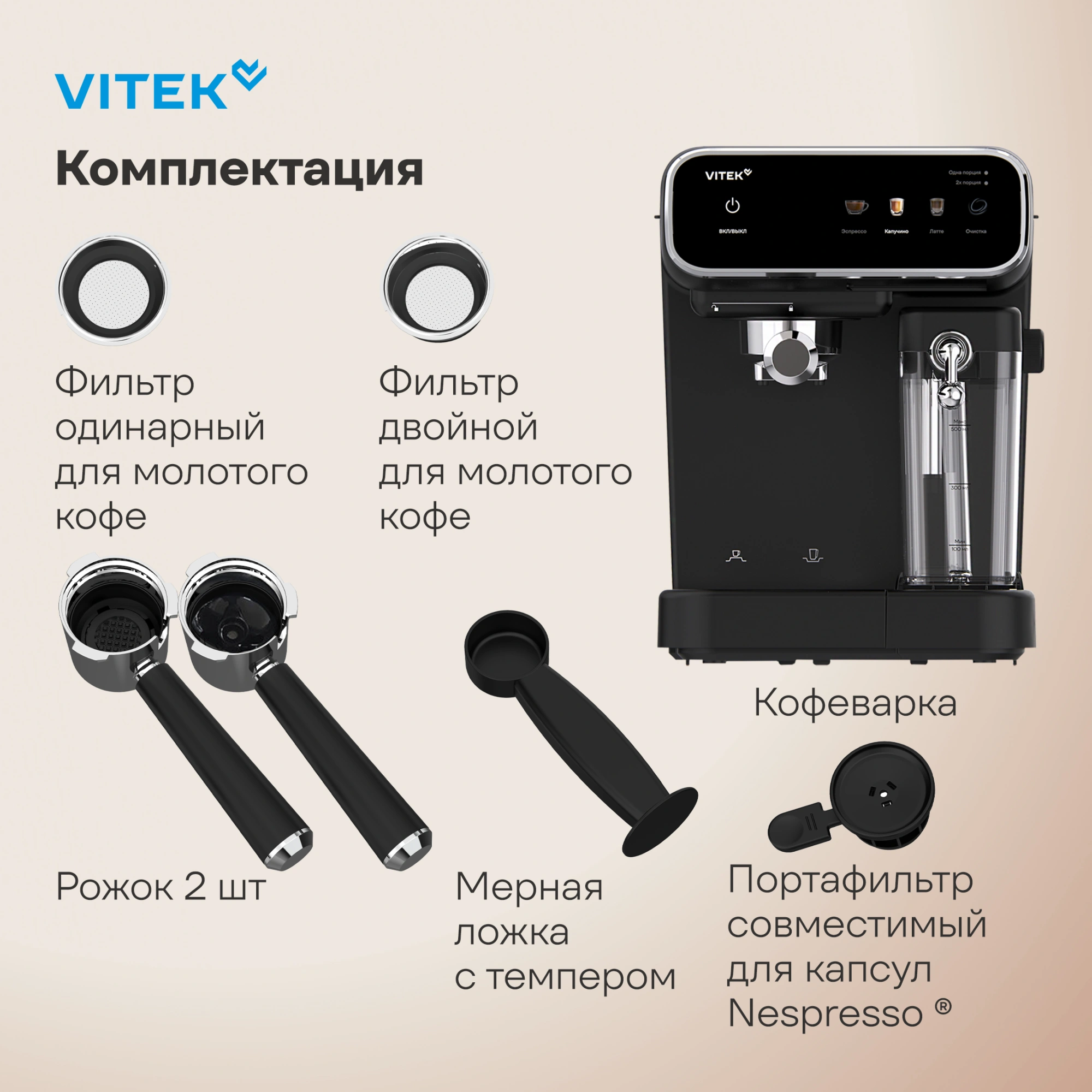 Кофеварка рожковая Vitek VT-CME1501, фото 22