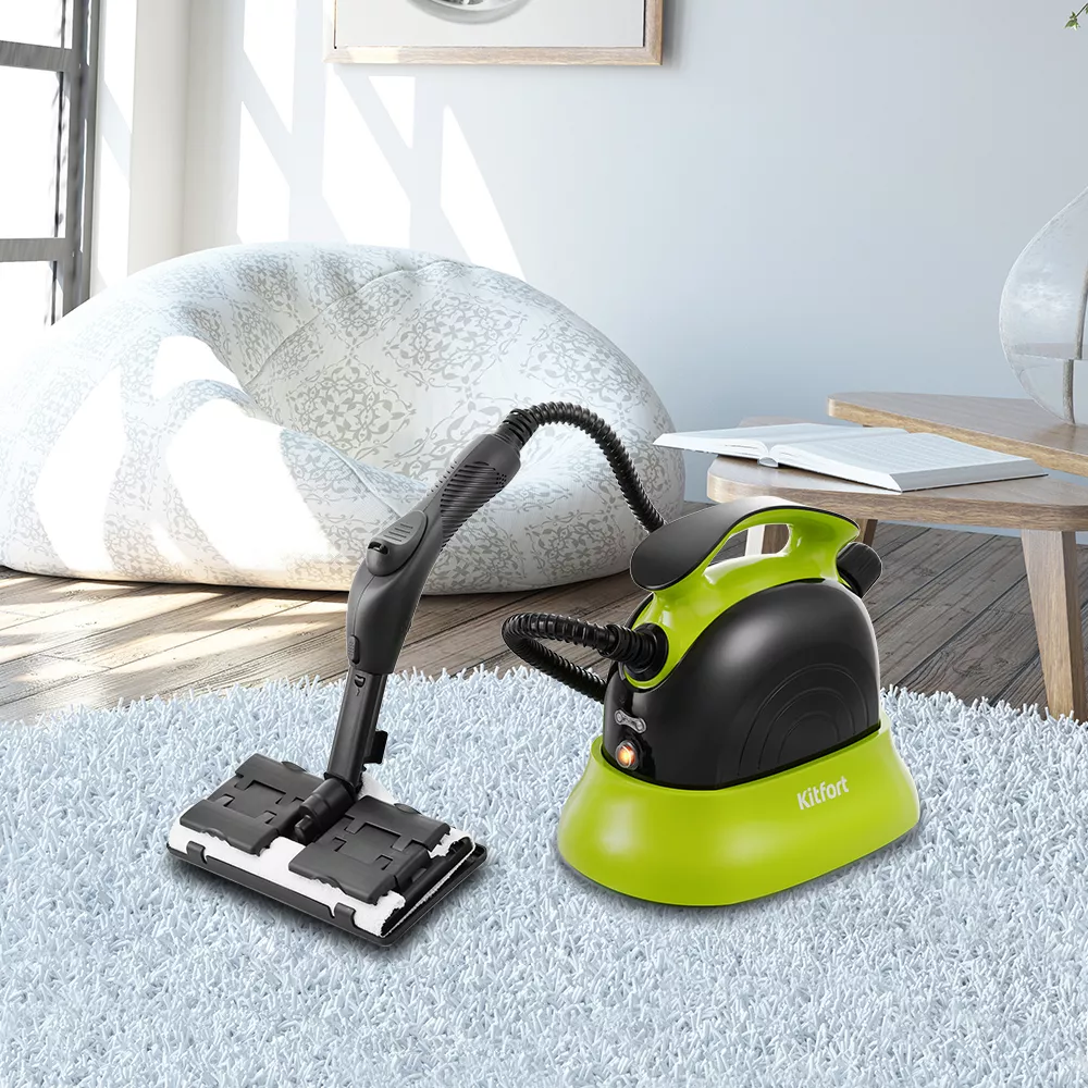 Пароочиститель напольный Kitfort КТ-9102-2 1500Вт черный/салатовый, фото 2