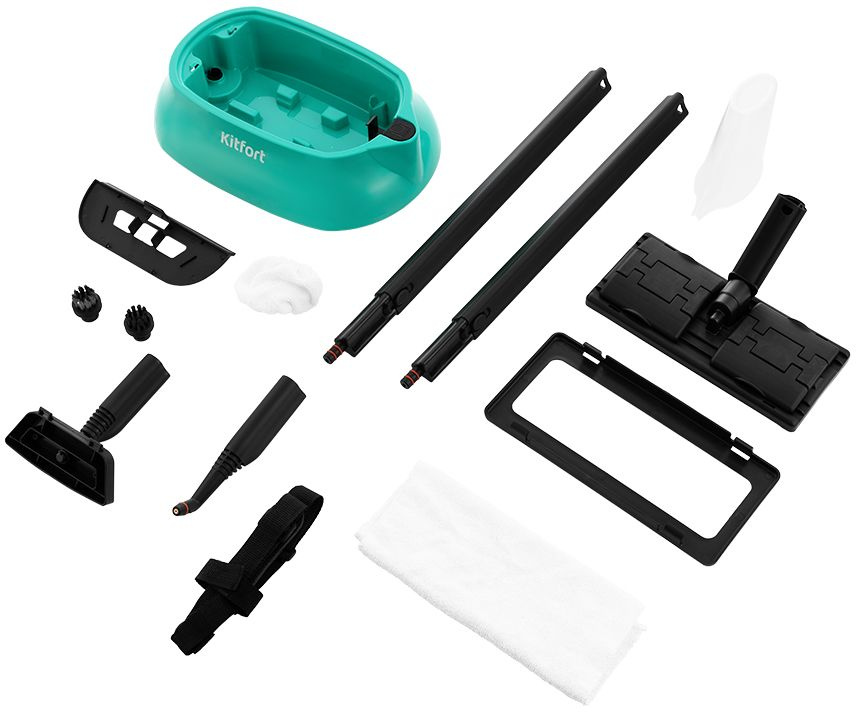 Пароочиститель напольный Kitfort КТ-9102-3 1500Вт черный/бирюзовый, фото 9
