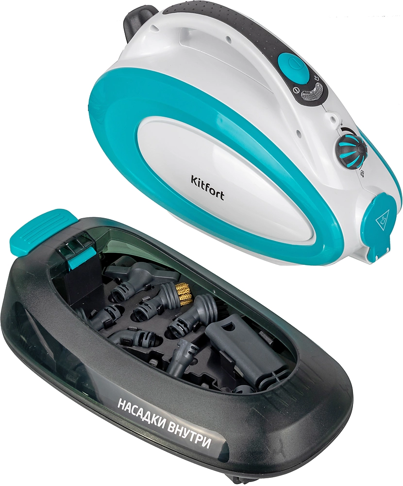 Пароочиститель напольный Kitfort КТ-914 1500Вт белый/голубой, фото 23