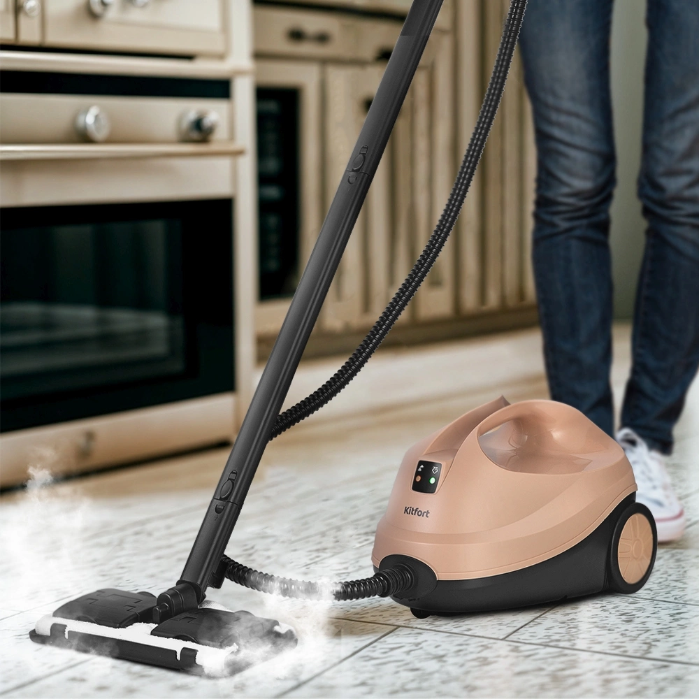 Пароочиститель напольный Kitfort КТ-9188 2000Вт бежевый/черный, фото 8