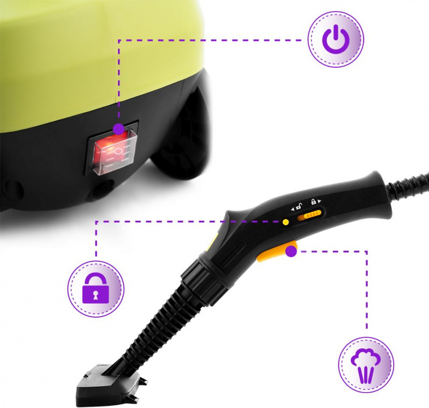 Пароочиститель напольный Kitfort KT-951 1250Вт черный/желтый, фото 4