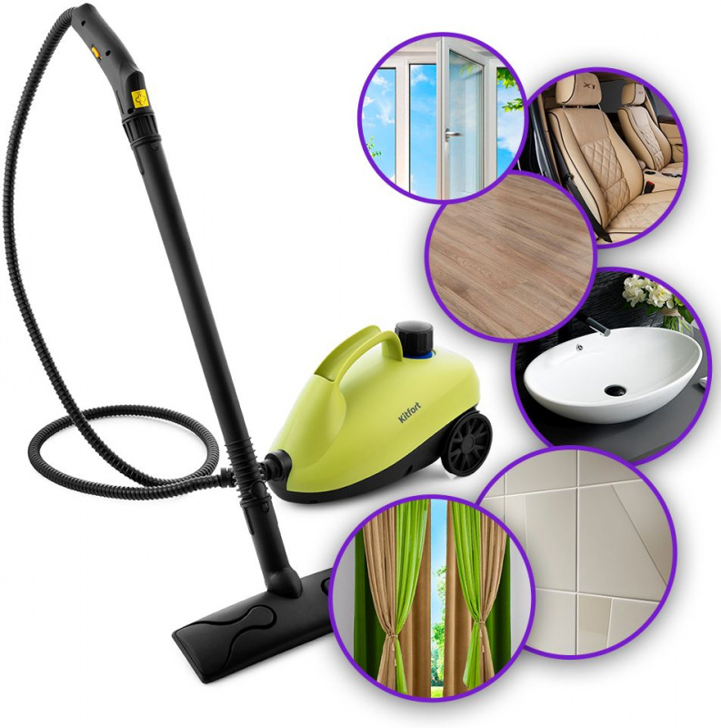 Пароочиститель напольный Kitfort KT-951 1250Вт черный/желтый, фото 7