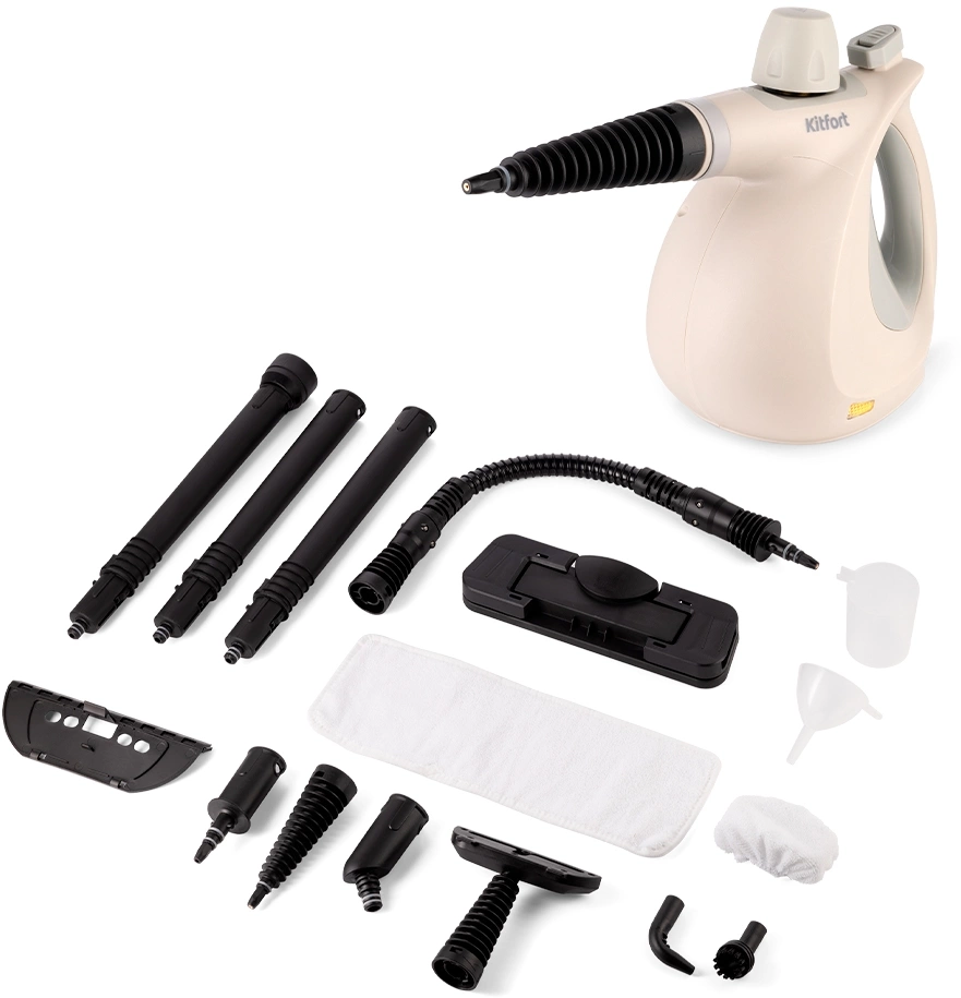 Пароочиститель ручной Kitfort КТ-9177 1050Вт бежевый/серый, фото 6