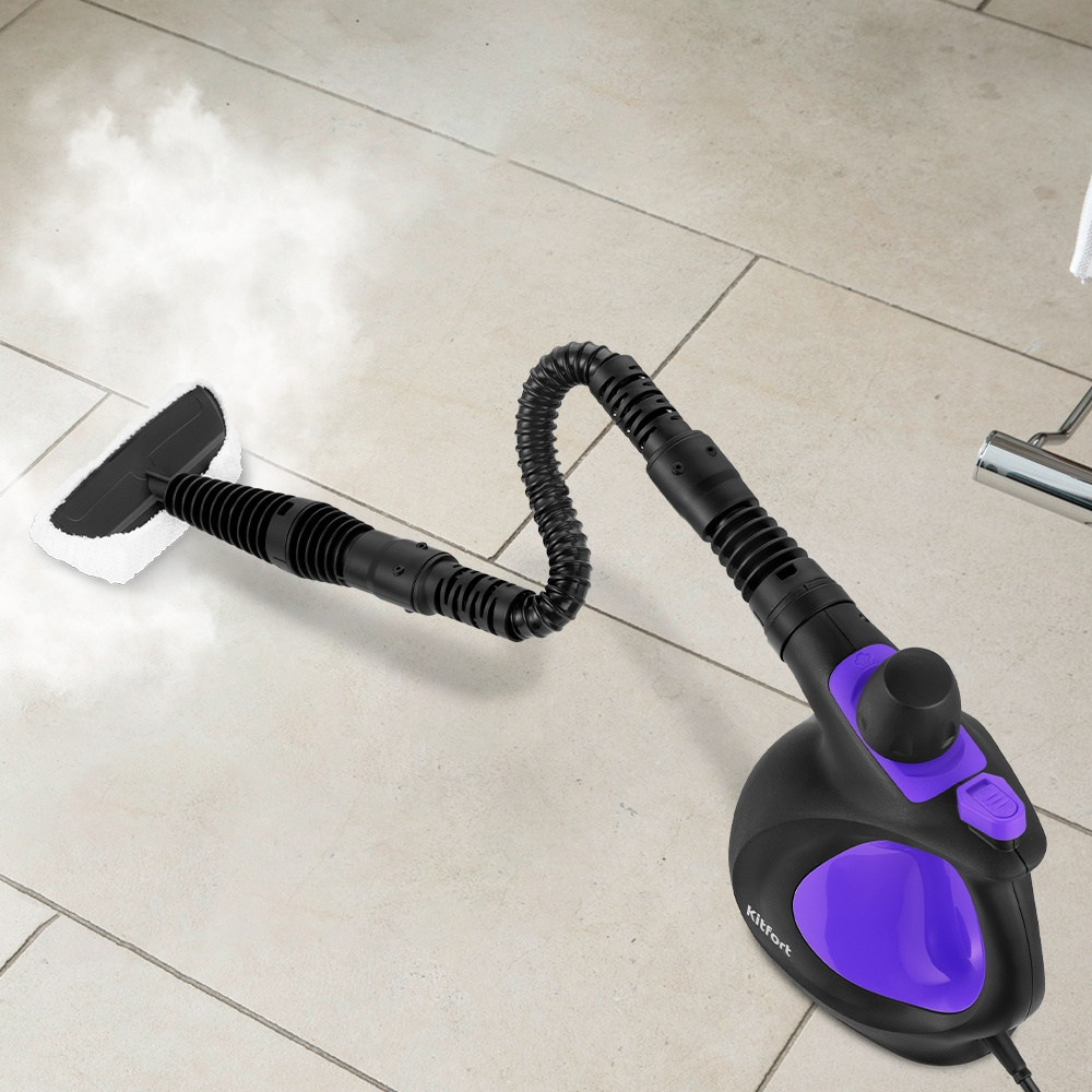 Пароочиститель ручной Kitfort КТ-9195 1050Вт черный/фиолетовый, фото 4