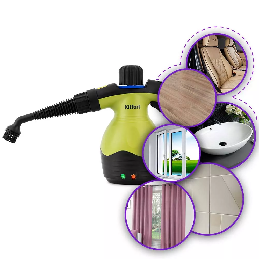 Пароочиститель ручной Kitfort КТ-950 1000Вт черный/желтый, фото 18