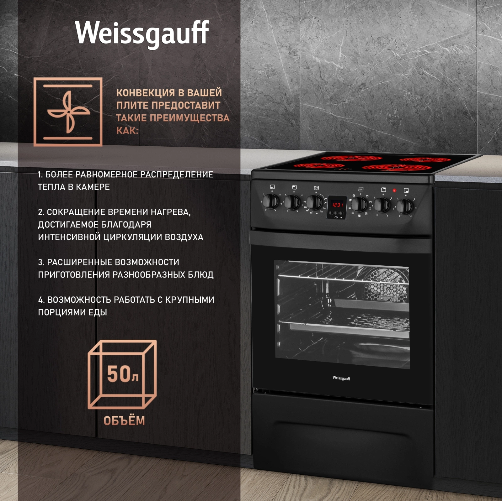 Плита Электрическая Weissgauff WES 2V16 BE Premium Line, фото 12