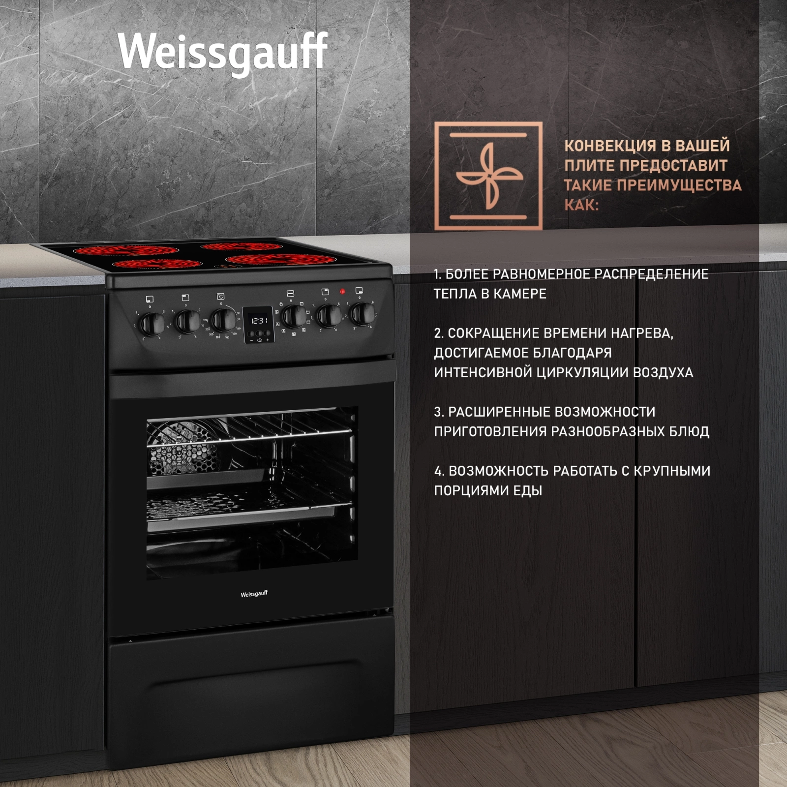 Плита Электрическая Weissgauff WES 2V16 BE, фото 11
