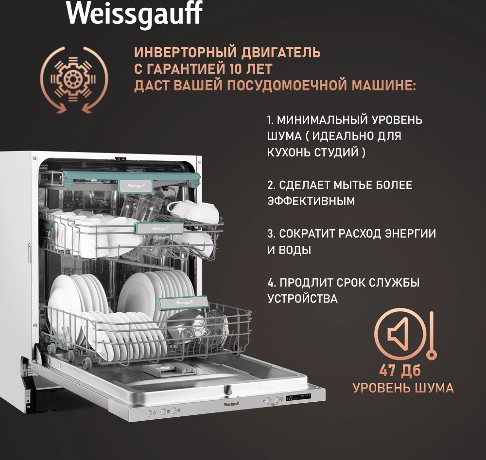 Посудомоечная машина Weissgauff BDW 6033 Wi-Fi Inverter Autoopen, превью предыдущего фото