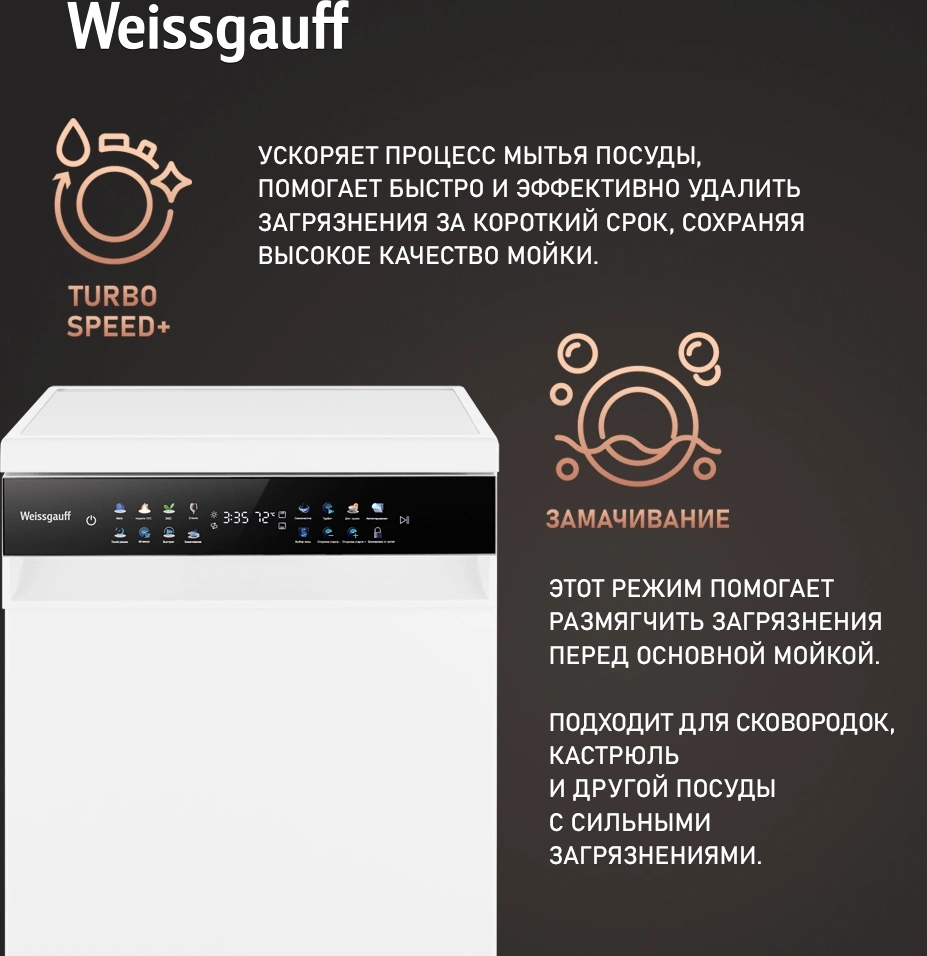 Посудомоечная машина Weissgauff DW 4539 Inverter Touch AutoOpen, фото 16