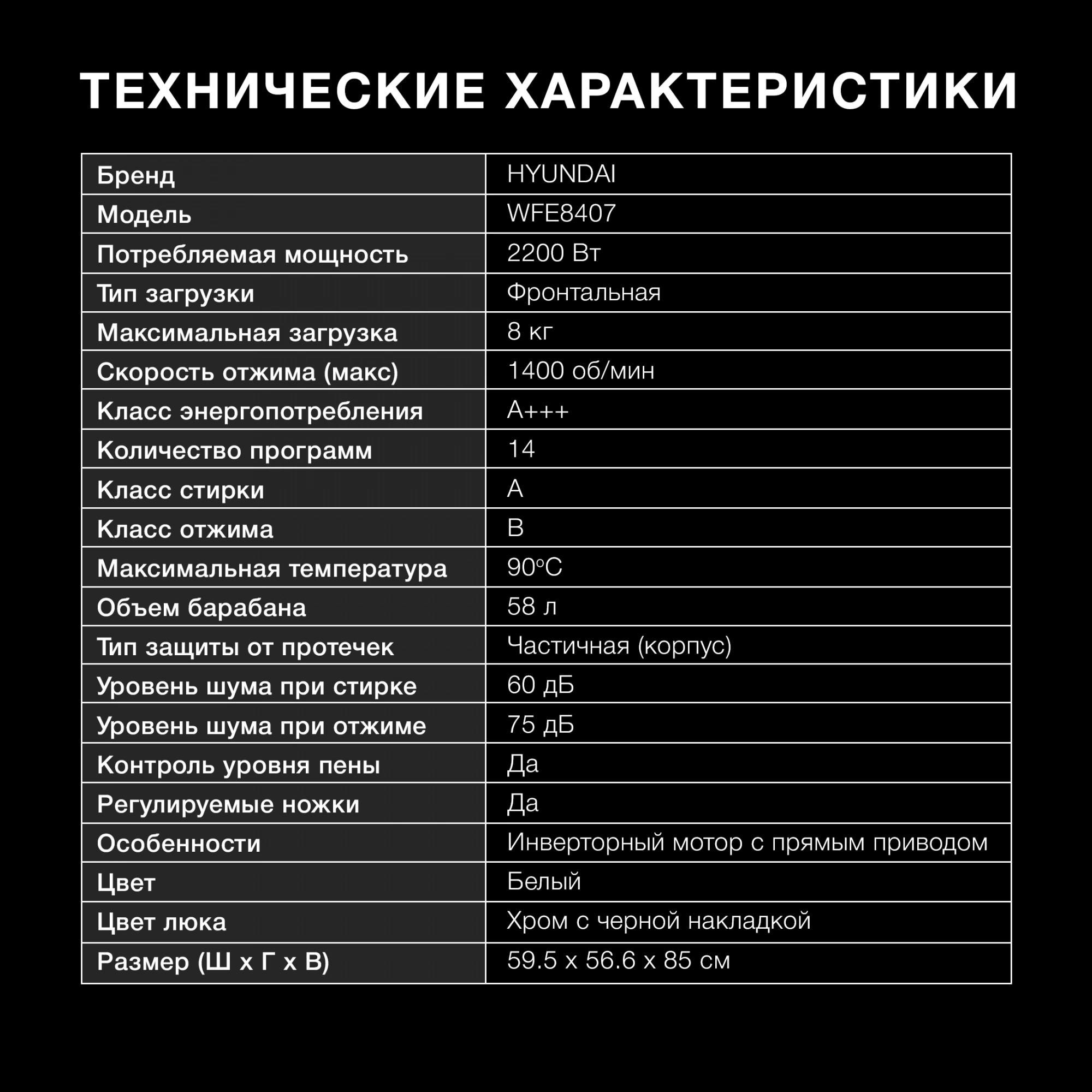 Стиральная машина Hyundai WFE8407, превью предыдущего фото