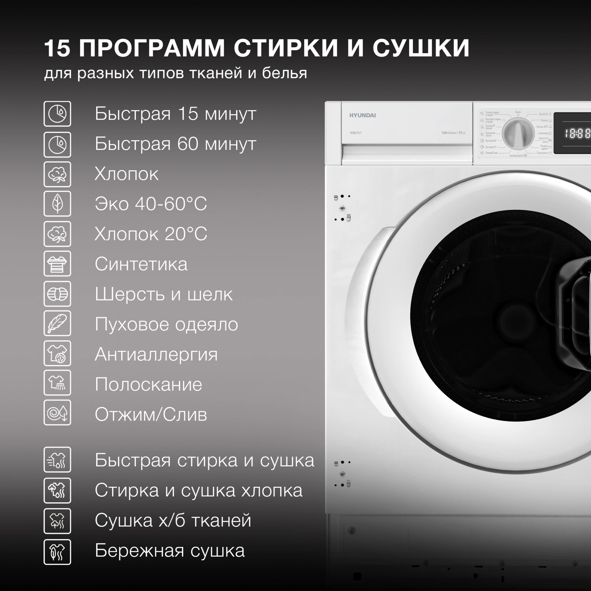 Стиральная машина Hyundai WMD7027, фото 18