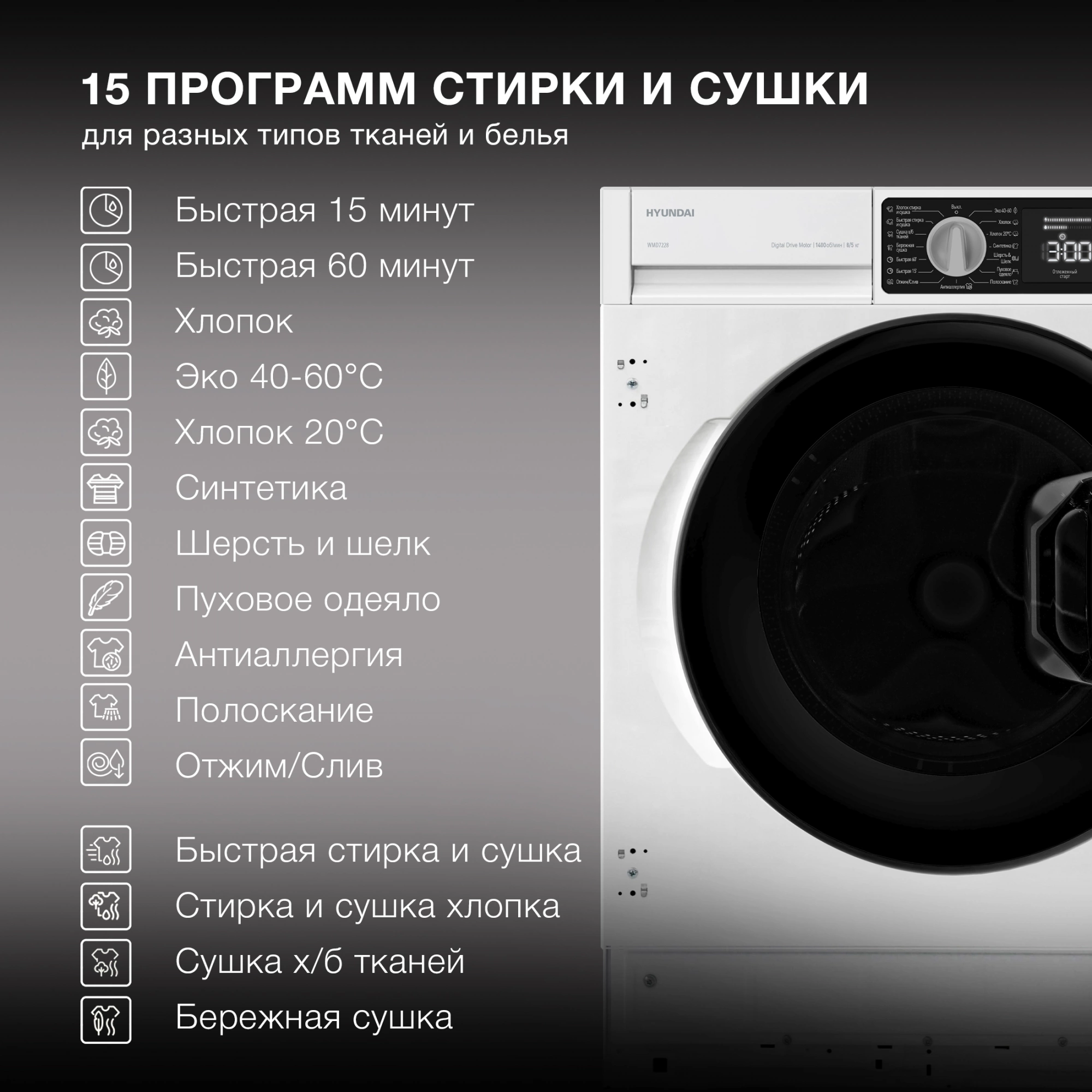 Стиральная машина Hyundai WMD7228, фото 5