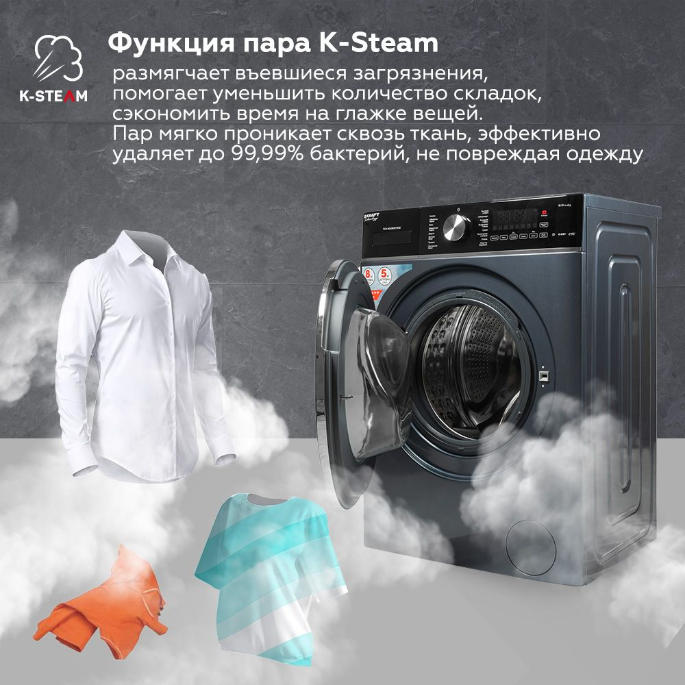 Стиральная машина Kraft TCH-HDD8597SDB, фото 13