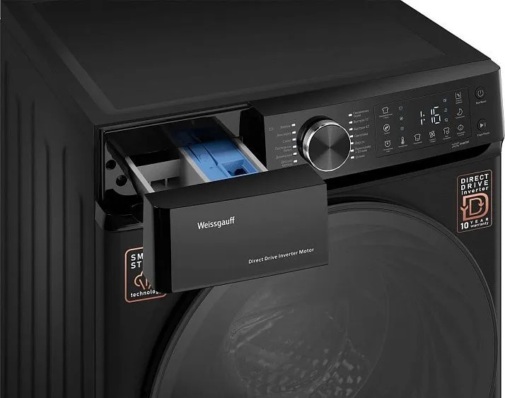 Стиральная машина Weissgauff WM 59411 Direct Drive Inverter Steam Matt Black, превью предыдущего фото