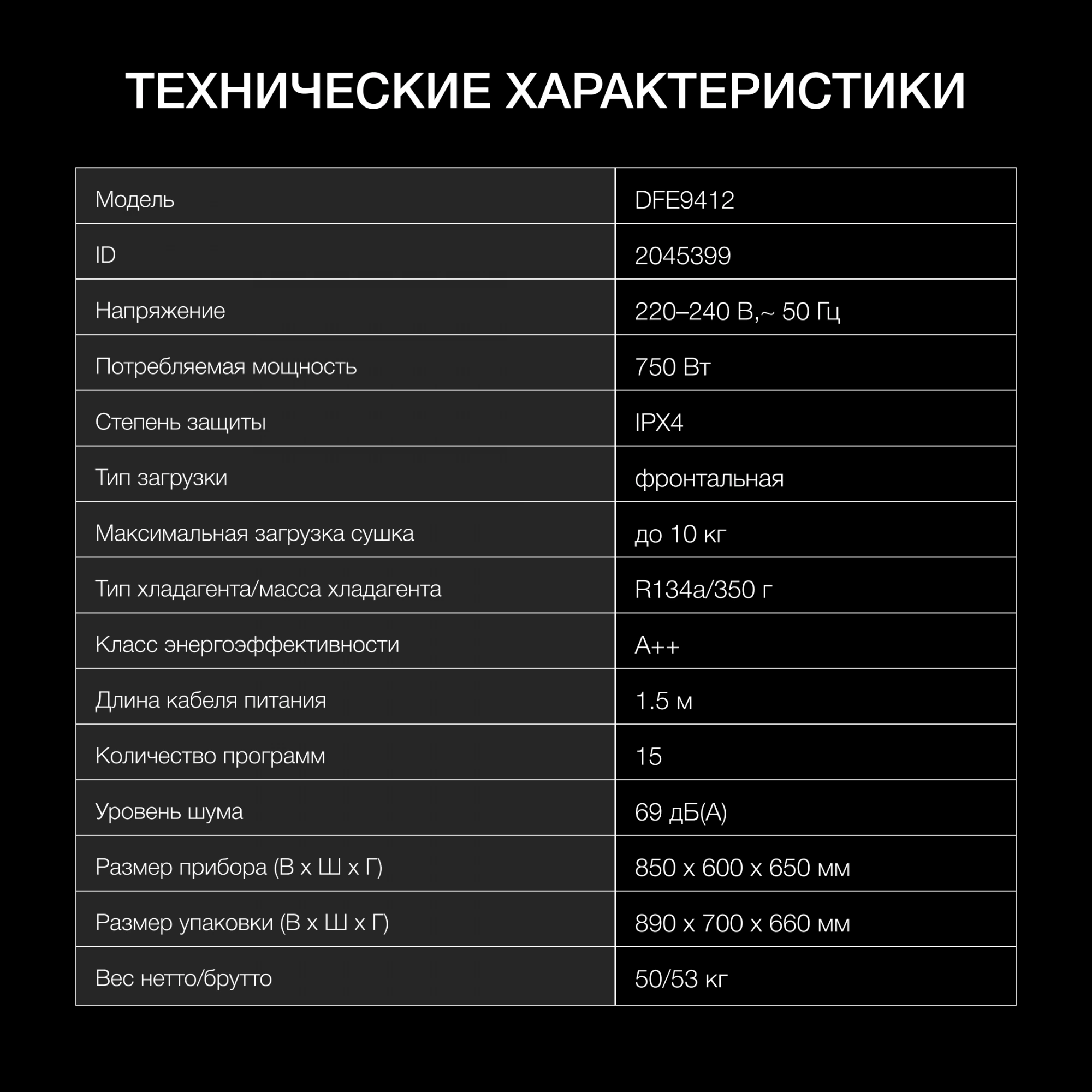 Сушильная машина Hyundai DFE9412, превью предыдущего фото