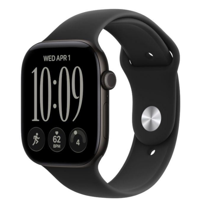 Умные часы Apple Watch Series 12 46mm Black Aluminium, Sport Band Black, S/M