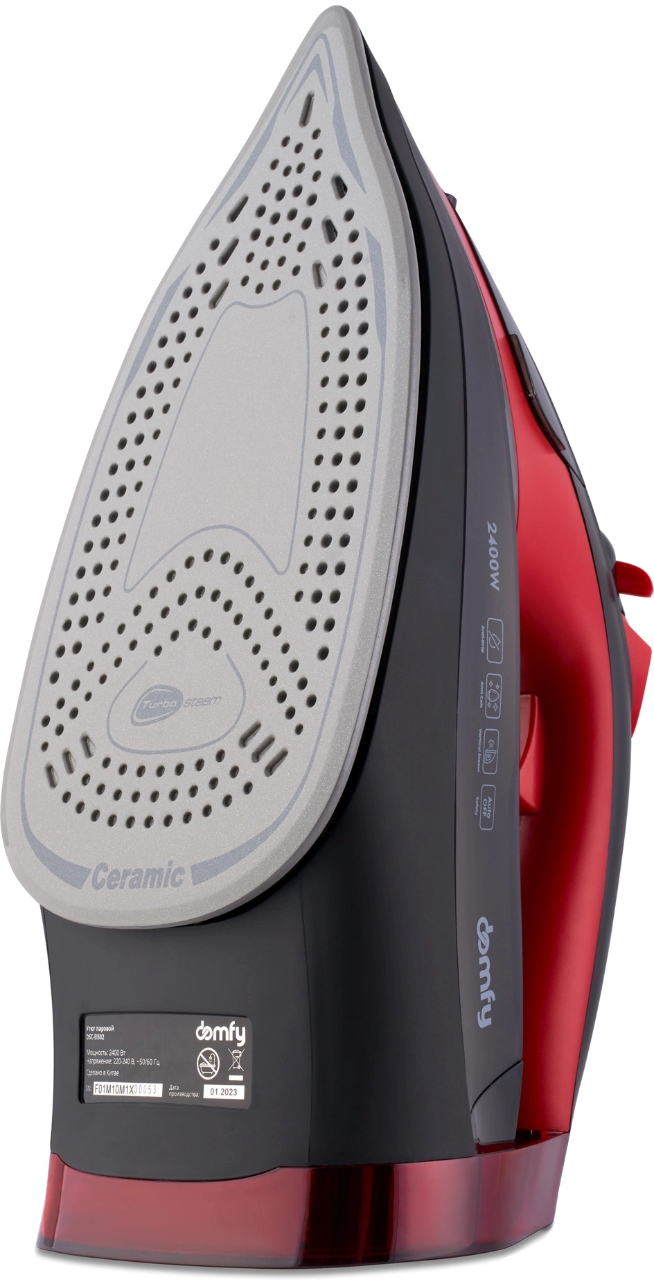 Утюг Domfy DSC-EI502 2400Вт черный/красный, фото 4