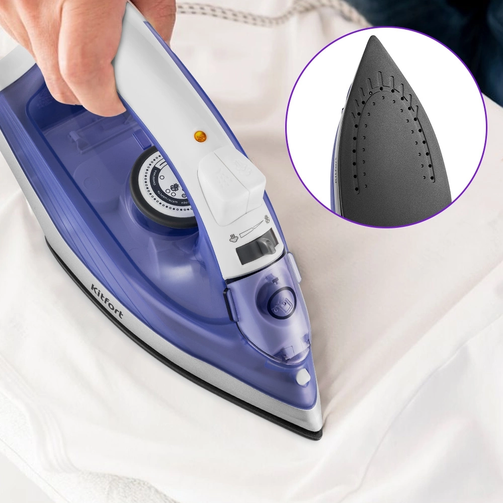 Утюг Kitfort КТ-2603 1300Вт белый/фиолетовый, фото 5