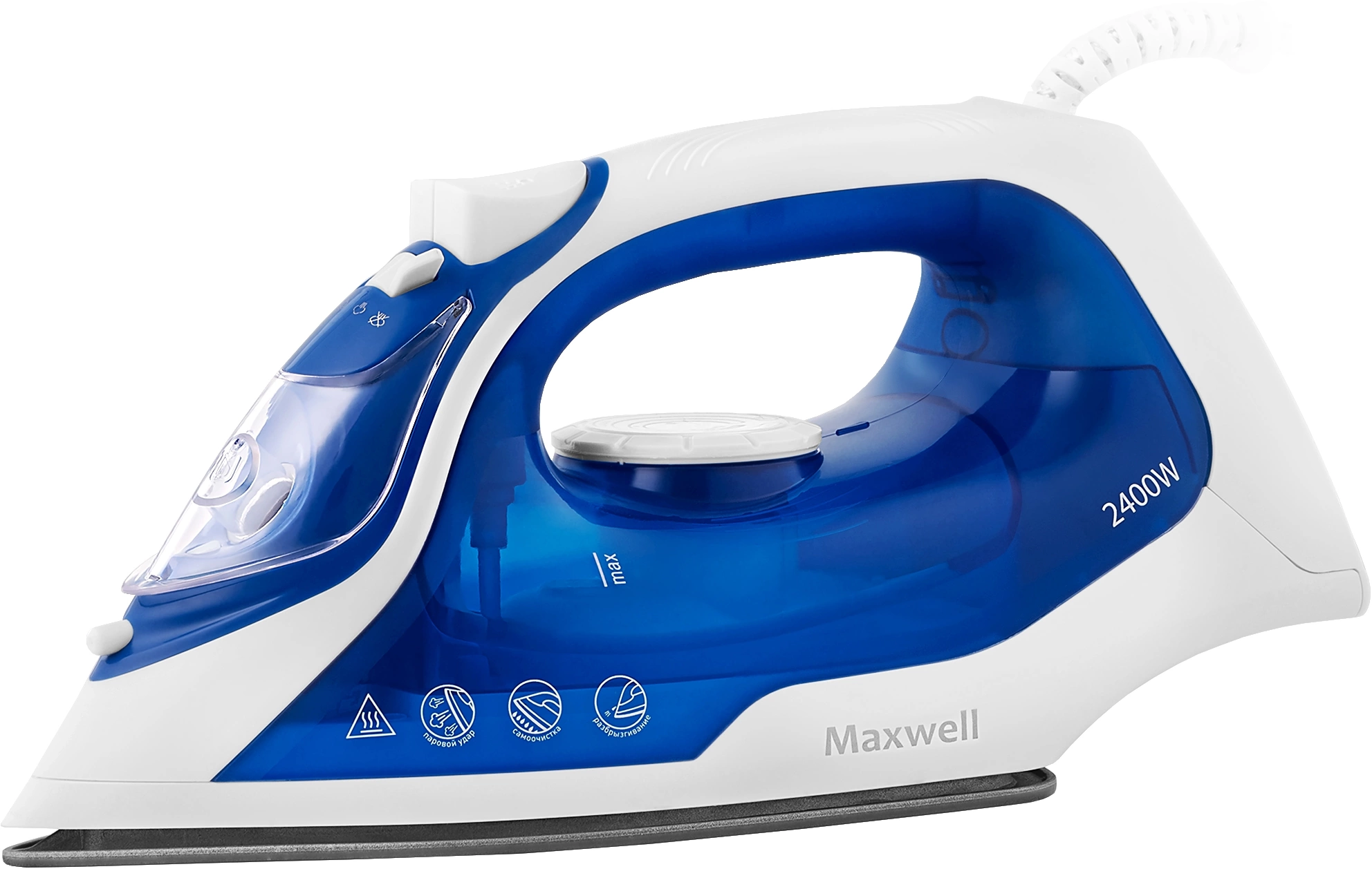 Утюг Maxwell MW-3007 белый/синий, превью следующего фото