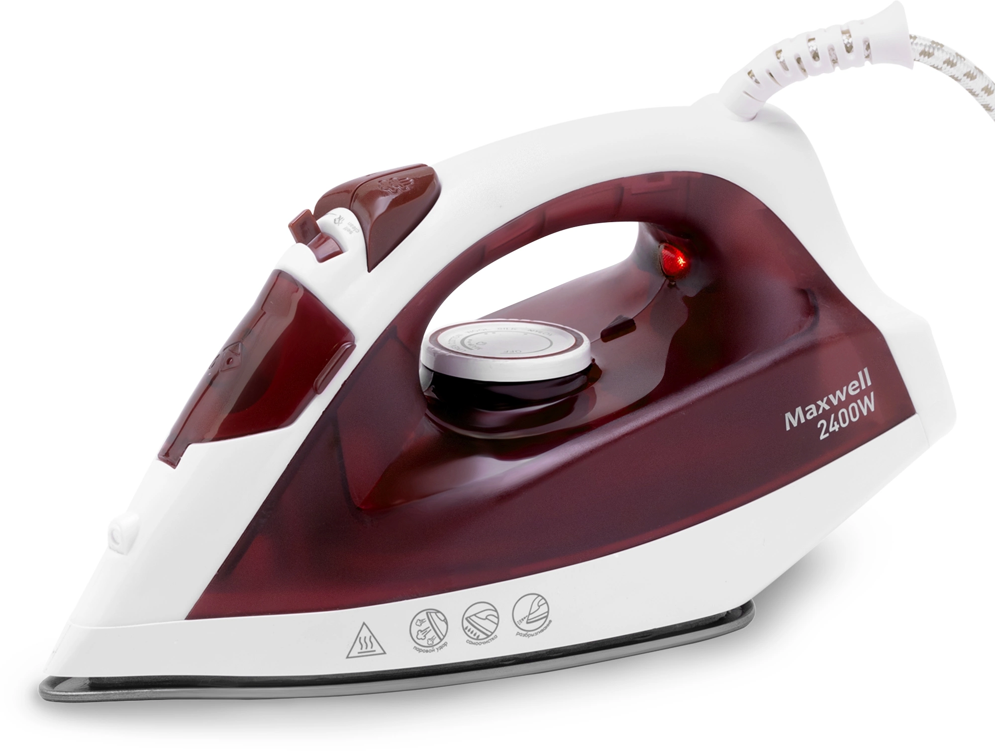 Утюг Maxwell MW-3011 белый/бордовый